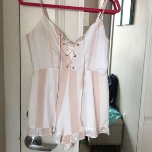 Pink and white romper